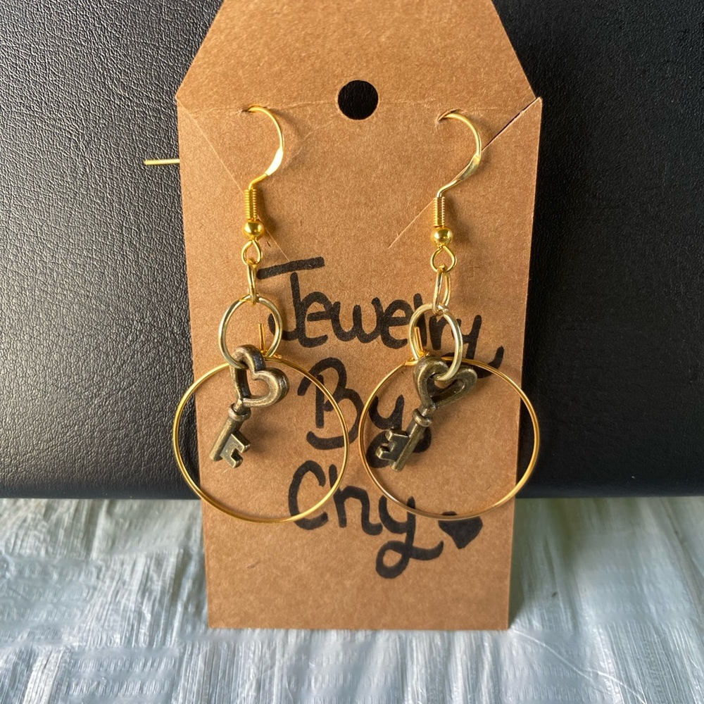 Handcrafted key earrings